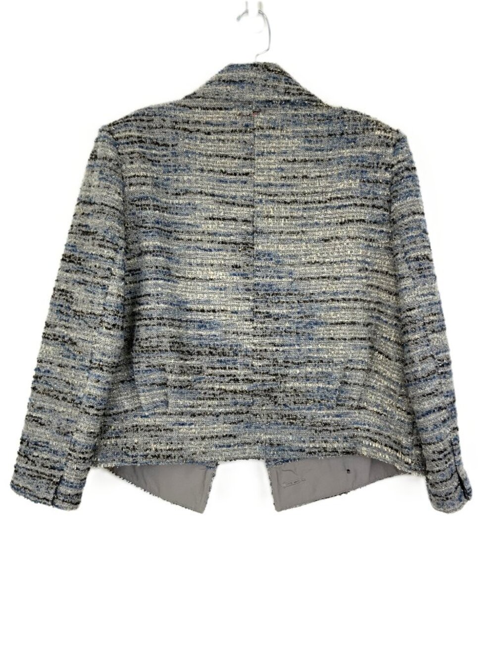 CABI Radiance Cropped Jacket Gray/ Blue Tweed with Silver Sz S - Picture 7 of 16